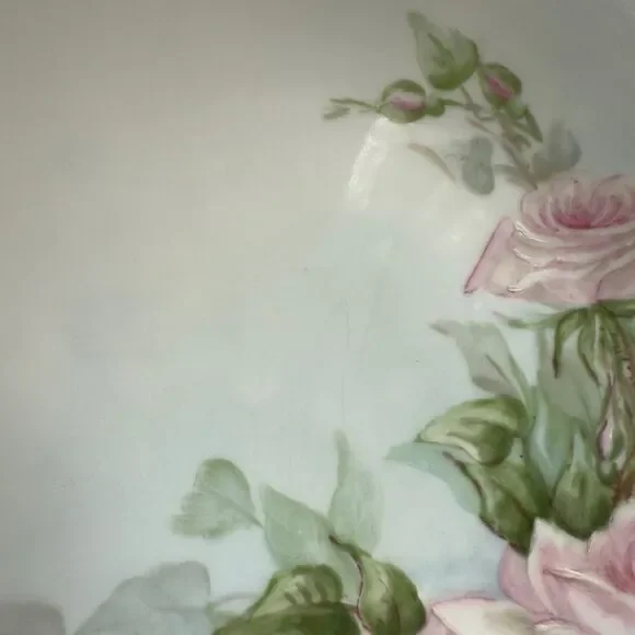T&V Limoges Vintage Floral Flower Pink Roses Decorative Plate.